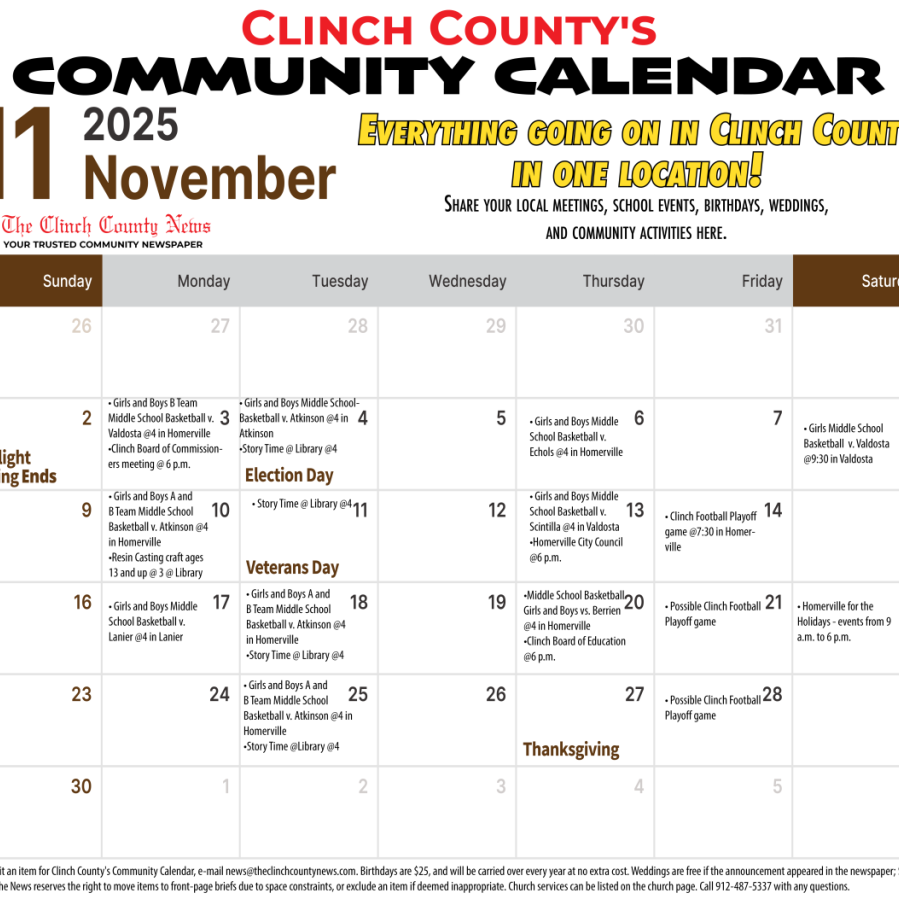 Community Calendar November 2025